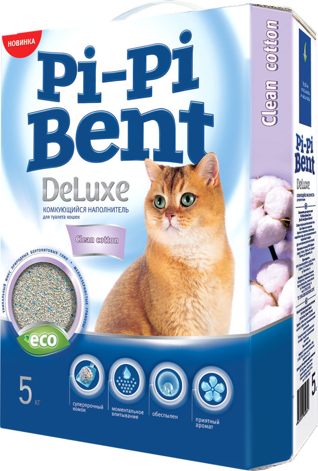 Наполнитель Pi-Pi Bent DeLuxe Clean 5кг Наполнитель Pi-Pi Bent DeLuxe Clean 5кг