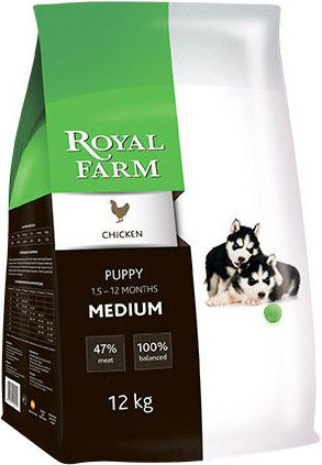 Сухой корм для щенков Royal Farm Курица для средних пород 12кг Сухой корм для щенков Royal Farm Курица для средних пород 12кг