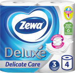Туалетная бумага Zewa Deluxe Белая 4 рулона 3 слоя