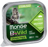 Влажный корм для стерилизованных кошек Monge BWild Grain Free беззерновой из кабана с овощами 100г