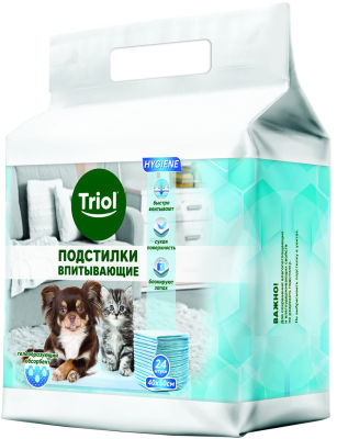Подстилки для животных Triol впитывающие для туалета 40*50см 24шт