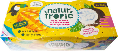 Фруктовое желе Natur Tropic со вкусом Манго и кусочками кокоса 2шт*130г