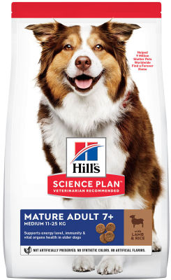 Сухой корм для пожилых собак Hills Science Plan Mature Adult 7+ Medium для средних пород с ягненком 12кг