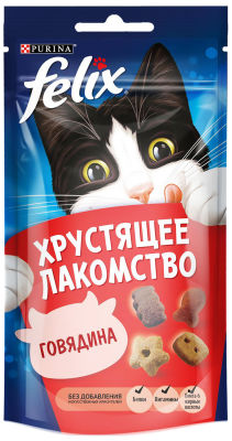Хрустящее лакомство для кошек Felix с говядиной 60г