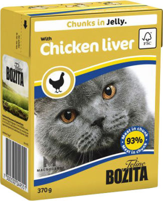 Корм для кошек Bozita Кусочки в желе с куриной печенью 370г
